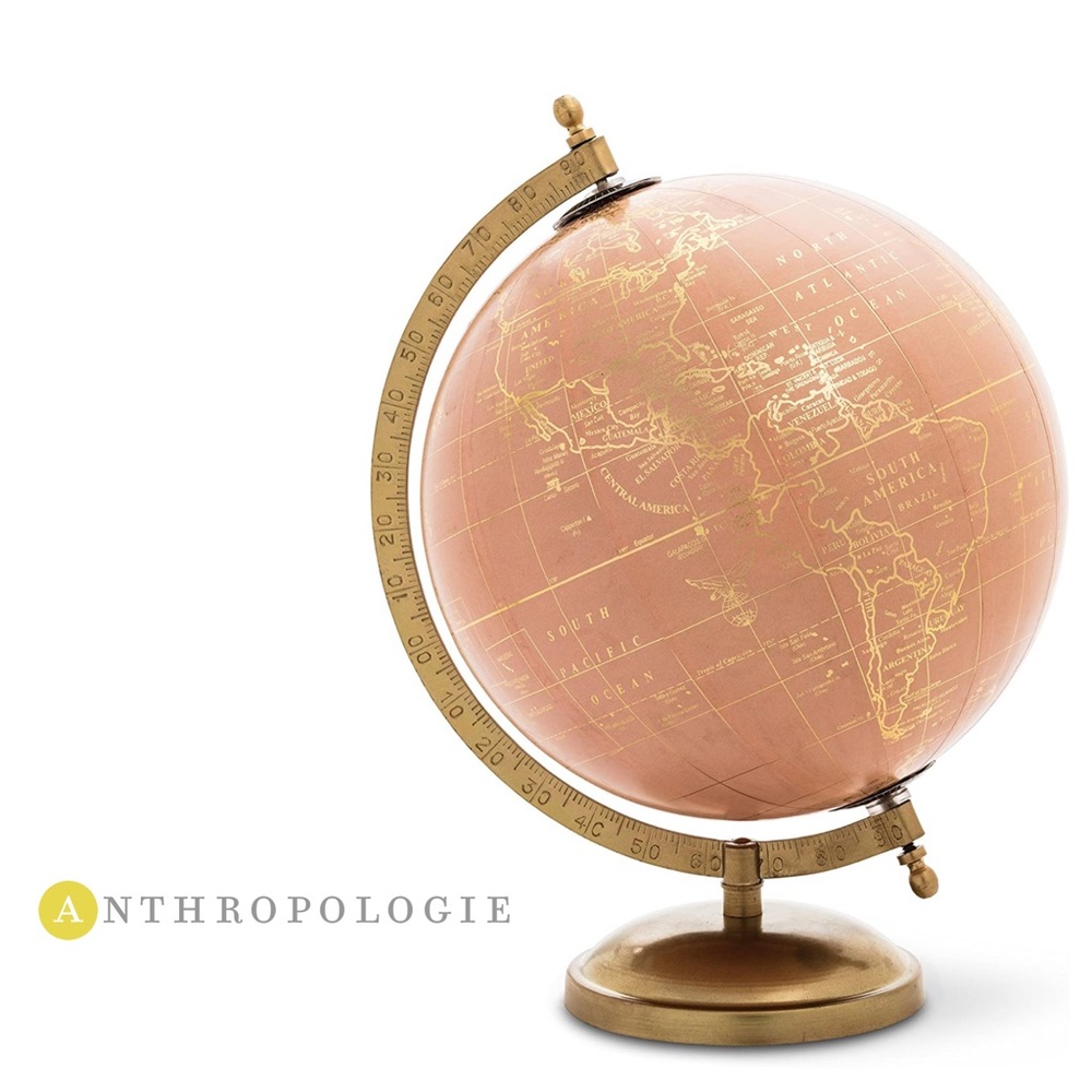Anthropologie Blush Pink & Gold Decorative Globe